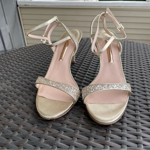 Sophia Webster Silver Glitter ‘Kamryn’ Mid Sandals in Champagne Glitter Size 40 - Picture 2 of 12